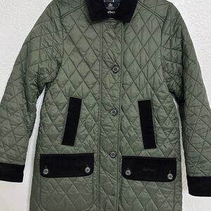 Barbour Olive Quilted Jacket with Black Trim